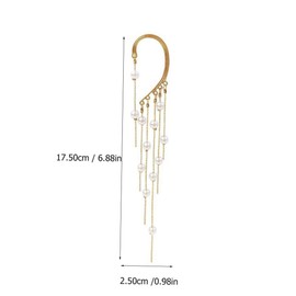 Ipetboom Long Pearl Ear Bone Clip Earrings for Women Non Piercing Chain Fashion Jewelry Single Golden Statement Accessory for Work and Travel