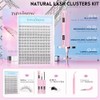 TNFVLONINS 내추럴 래쉬 익스텐션 키트 168Pcs 클러스터 위스피 속눈썹 9-12MM