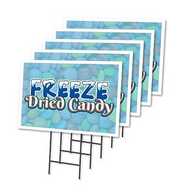 Freeze Dried Candy 5 Pack Of 18" x 24" Yard Sign & Stake | Advertise Your Business | Stake Included Image On Front Only | Made in The USA