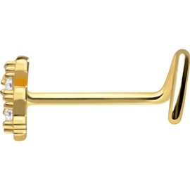 PIERCINGLINE 750 Gold Nose Piercing Spiral | 18 Carat | 3 Crystal Stars | Piercing Nose Stud | Choice of Colours, Yellow Gold, Cubic Zirconia