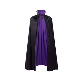 30''90CM Stand Collar with Hood Reversible Cloak Masquerade Cape Costume, Black and Red (35"/90cm, Black and Purple)