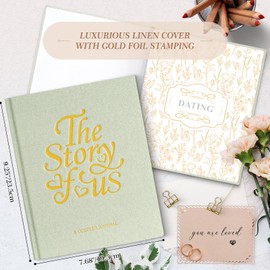 Lanpn Wedding Anniversary Journal - The Story of Us, Linen Dating 1st to 70th Wedding Scrapbook Couple Memory Book, 190 Pages Love Stories Notebook Marriage Newlywed Bridal Shower Gift, Sage Green