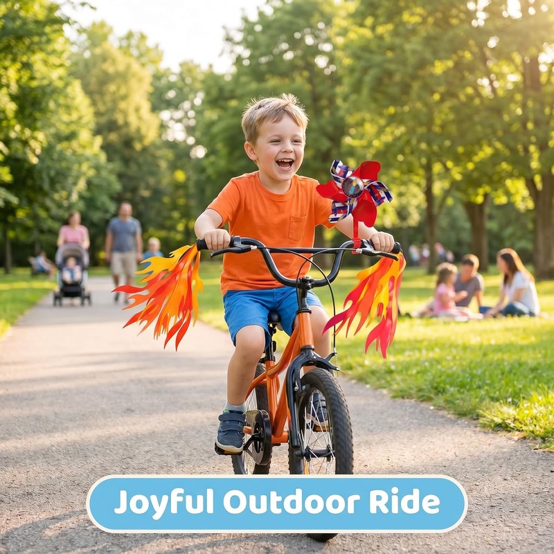 Cullevo Bike Streamers Tassels for Kids Handlebar, 5-Pack with Pinwheel