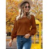XINWEZZ Womens Sweaters Fall 2024 Casual Puff Long Sleeve Square