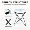 HLR Modern Round Side Table, End Table with Marble Effect