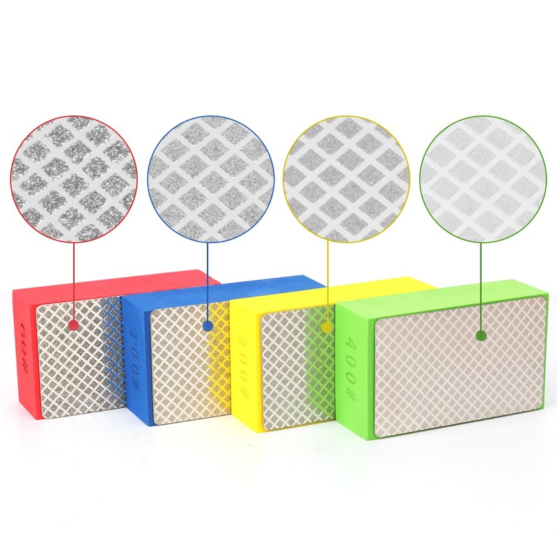 Biugaaufai 8 Pack Diamond Hand Polishing Pads, Sanding Blocks, Diamond
