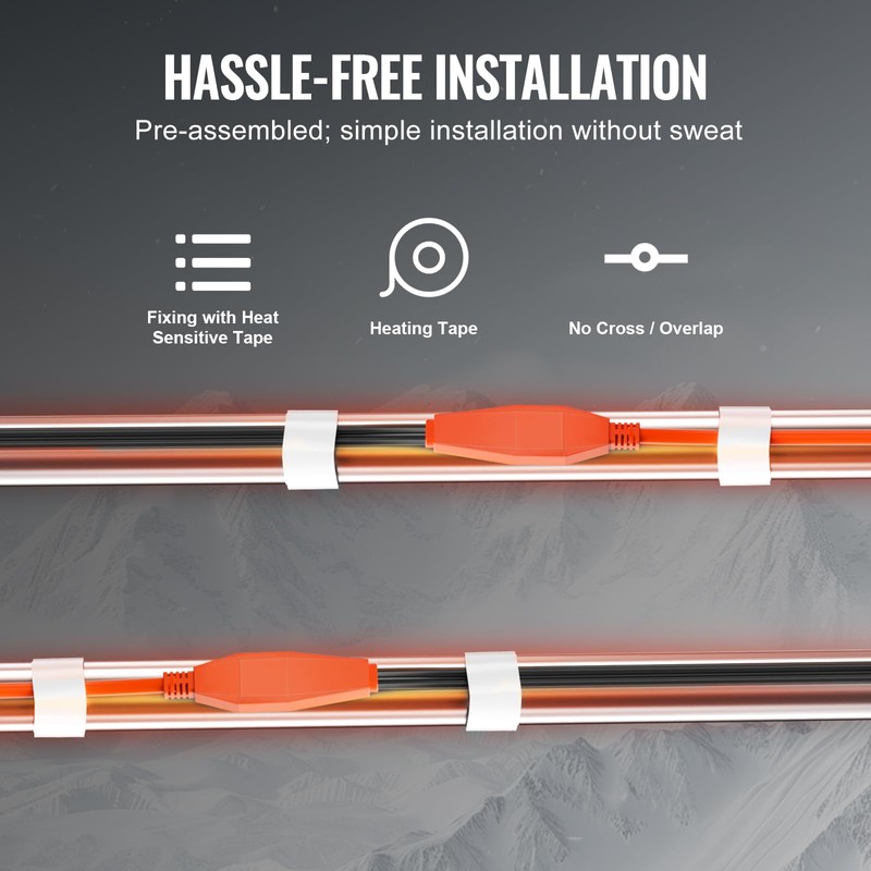 VEVOR Pipe Heating Cable, 9FT 7W/FT Heat Tape for Pipes