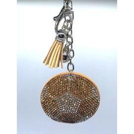 Bling football Ball Keychain Glitter Golden Tassel Silver Chain Accessory