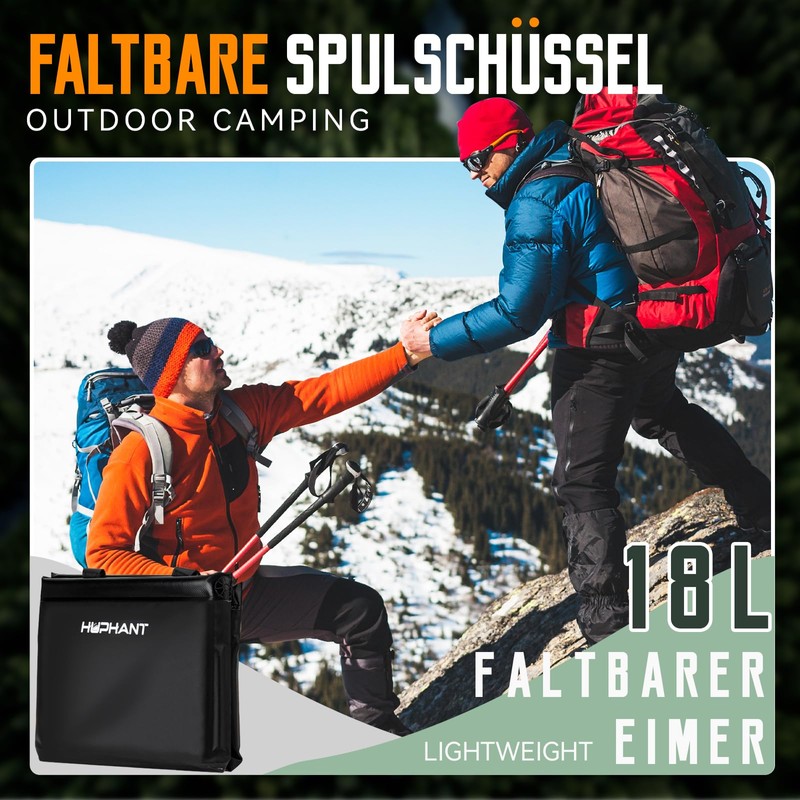 Huphant Folding Bowl Camping 18 L, Foldable Outdoor Washing Bowl,