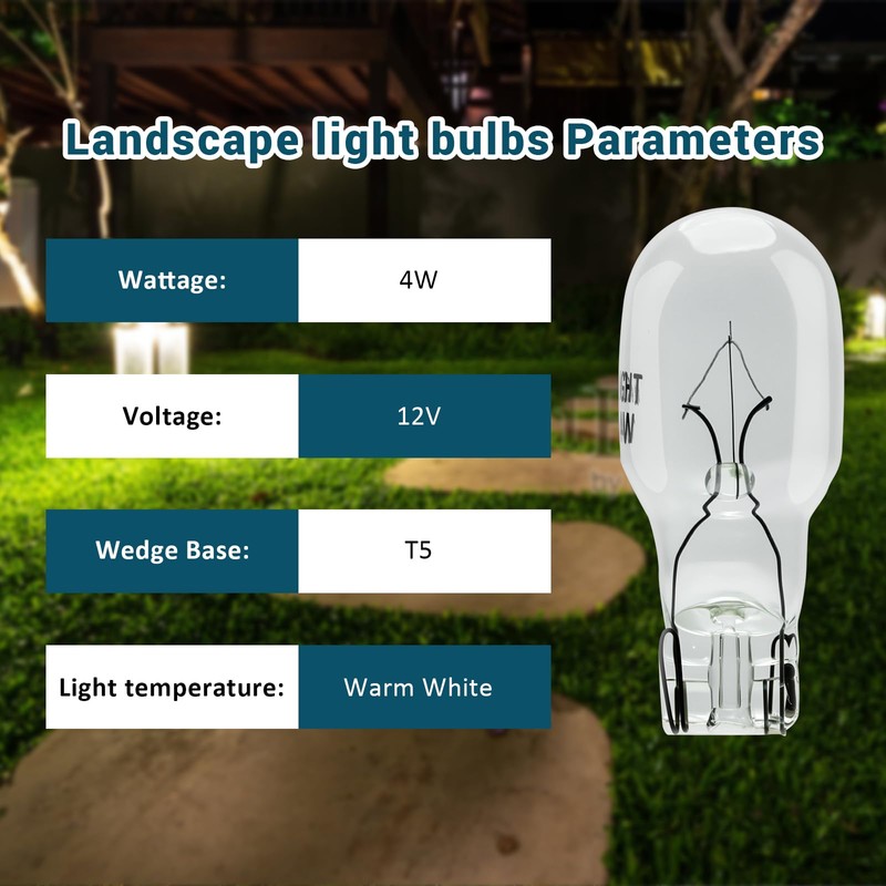 PWEOW T5 Landscape Light Bulbs 12 Volt 4 Watt Wedge