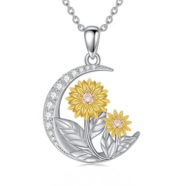 JBAERD Sunflower Necklace Sterling Silver Sunflower Pendant Necklace Sunflower Jewelry Gifts for Women