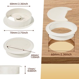 10 Cable Grommet Desk Cable Grommet White + Hole Saw 60 mm Table Cable Grommet Desk Cable Grommets