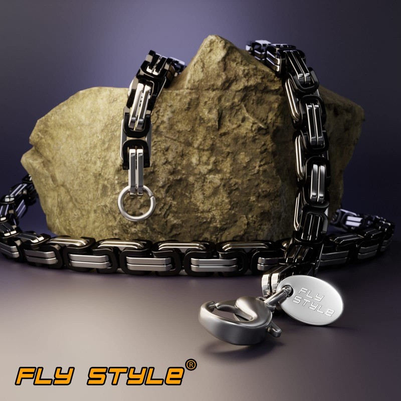 Fly Style Byzantine Byzantine Chain Black + Silver Stainless Steel