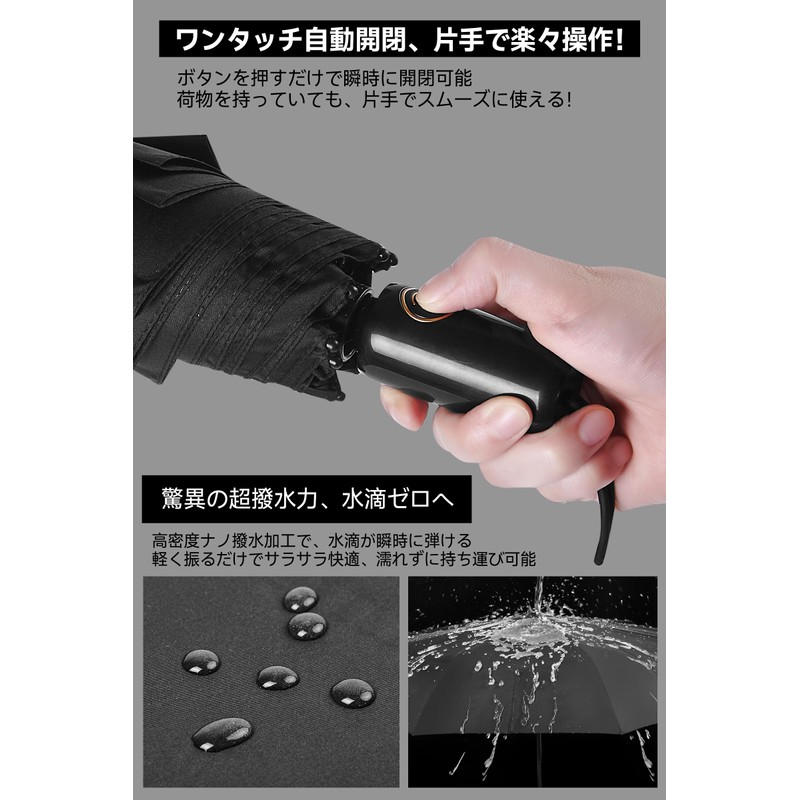 Frizkyn Folding Umbrella, 3 Seconds Automatic Storage, Windproof and Waterproof,