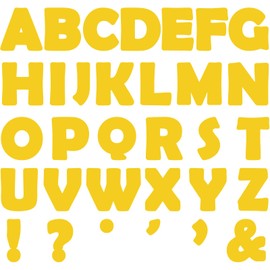 Qyeahkj 150 PCS Large 6" Font Bulletin Board Letters Pure Yellow Punctuation Cutouts Combo Set Letters Border Decoration for Classroom Alphabet Poster Wall Bulletin Board Display Home School Decor
