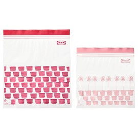 IKEA ISTAD resealable bag, patterned red/pink