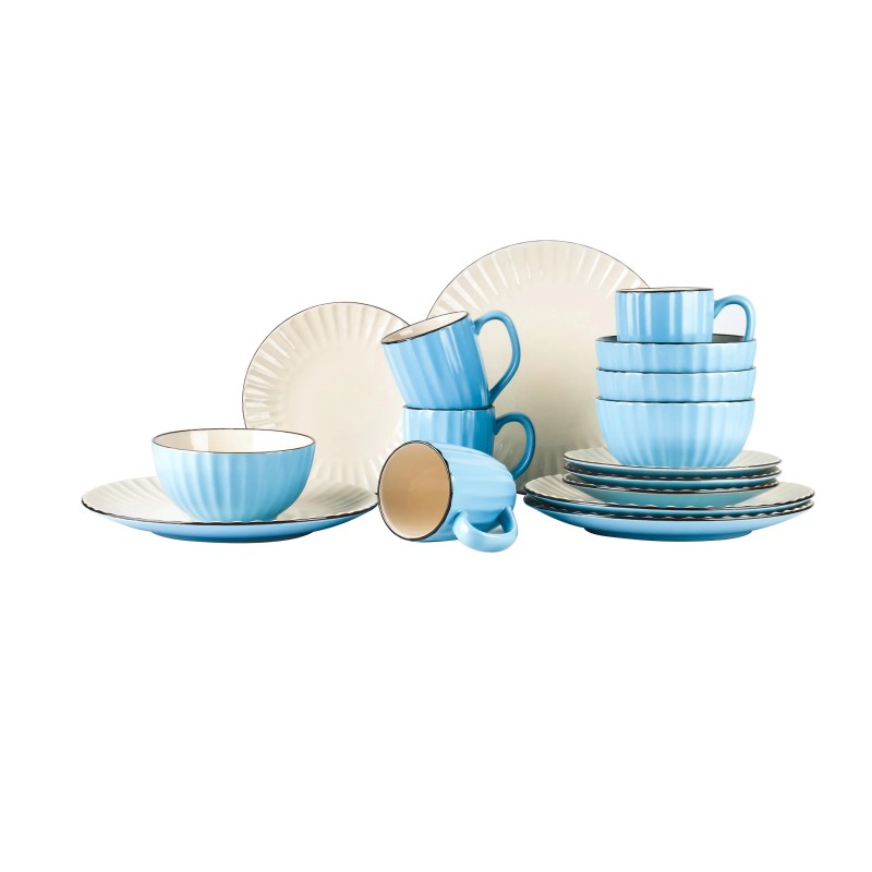 September Promotion Stoneware Embossed 16pc Dinner Set Hot Selling Kitchen