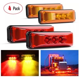 Nilight 4PCS 3.9" Led Trailer Light Amber & Red Truck Front Rear LED Side Marker Lights