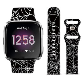 WLPFSAHF Watch Bands Compatible for Versa 2/ Versa/Versa Lite Bands for Women Men, Soft Silicone Cute Fadeless Sport Strap Replacement for Versa SE Lite,Spider Web