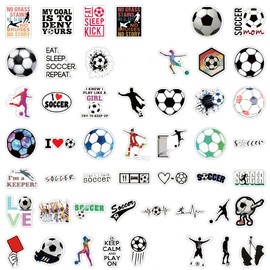 50PCS Soccer Stickers, Sports Football Waterproof Vinyl Stickers for Laptop Water Bottle Skateboard Guitar Computer Bumper Decals for Kids Girls Boys Adults (Sports Soccer)