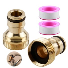 LANAFAY Outside Tap Connector 3/4 Inch, Female Threaded Faucet Brass, Kitchen Mixer Tap Hose Connector, Garden Hose Tap Connector, 22mm & 24mm Threaded Tap for Kitchen Garden Outdoor Gardena