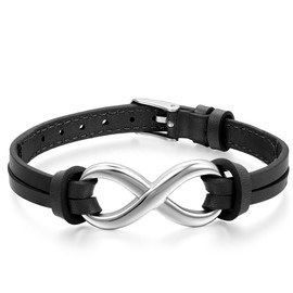 Oidea Mens Womens Stainless Steel Infinity Symbol Leather Bracelet,Fit for 6-8.1Inch Bracelet