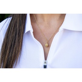 Golf Goddess Golf Ball Charm Necklace and Earrings Gift Set - Gold with Gold Earrings