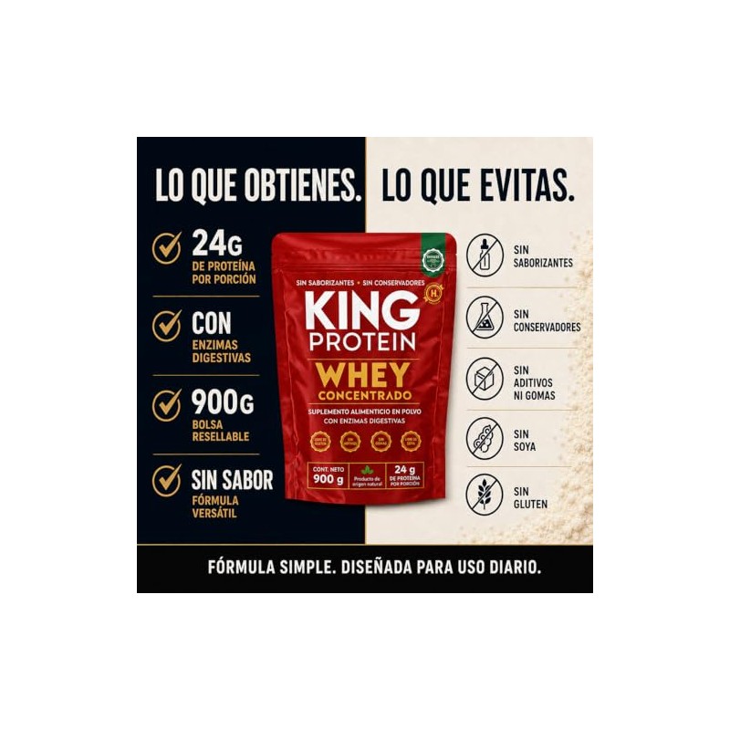 King Protein Proteína Concentrada Suero Sabor Bcaa Antes Después Entrenamiento