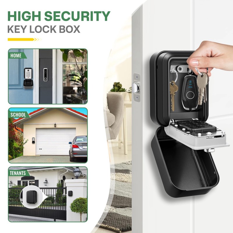 HUANLANG Lock Box for Keys with Code, Waterproof Key Lock