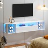 soges Floating TV Stand with LED Lights, Television Shelf for