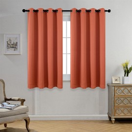 MIUCO 1 Pair Thermal Insulated Grommet 52-Inch-by-63-Inch Blackout Window Curtain Panels with 2 Tie Backs, Rust