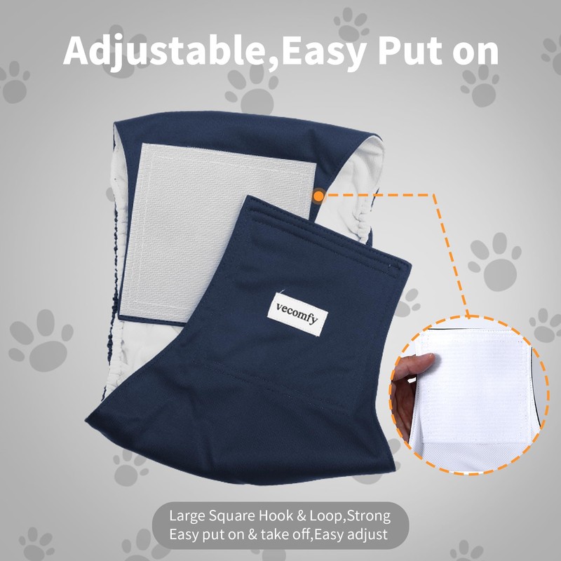 vecomfy Pañales para Perros Machos (Paquete de 5), Lavables, Reutilizables,