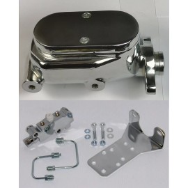 espeedpro21 Aluminum Chrome Flat Top Master Cylinder & Bottom Mount Prop Valve Kit Disc/Disc