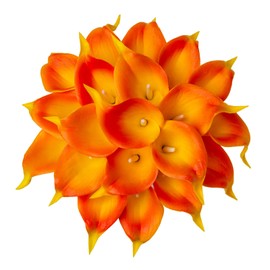 DuHouse 20Pcs Artificial Calla Lily Flower Real Touch Latex Flowers for DIY Wedding Bouquet Party Home Decor (Sunset)