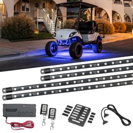 LEDGlow 4pc Million Color LED 12V-72V Electric 4-Seater Golf Cart Underglow Underbody Neon Lighting Kit - Fits EZGO, Yamaha, Club Car, ICON, Evolution, Tomblerin, Star EV - Flexible Voltage Reducer