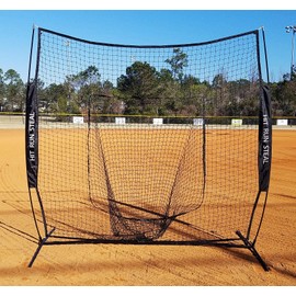 Hit Run Steal Heavy Duty Softball & Baseball Net with Carrying Bag, Tee, and Red Strike Zone - Perfect for Batting and Pitching Practices