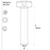 Pack of 20 Transparent Clear Plastic Acrylic M6 x 20mm
