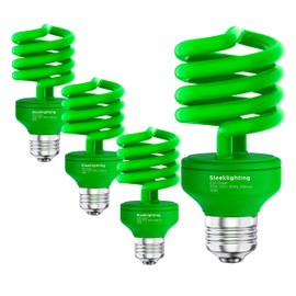 SLEEKLIGHTING 23 Watt T2 Green Light Spiral CFL Light Bulb,- UL Approved- 120V, E26 Medium Base-Energy Saver (Pack of 4)