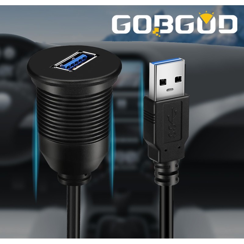 GOBGOD Single Port USB 3.0 Car Flush Mount Cable, USB