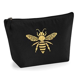 Bee Make Up Bag, Organic Canvas Pouch, Handmade