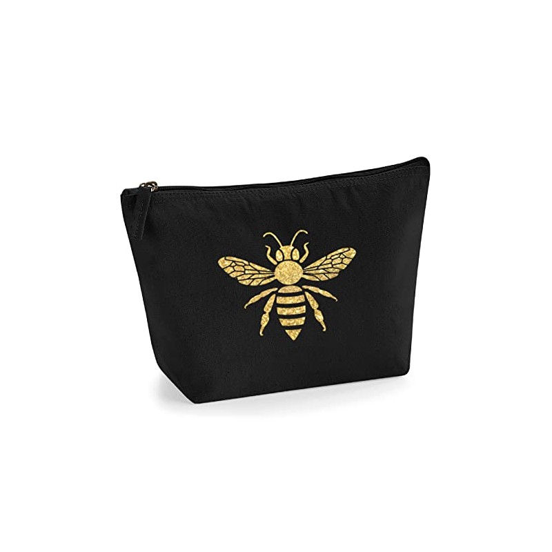 Bee Make Up Bag, Organic Canvas Pouch, Handmade