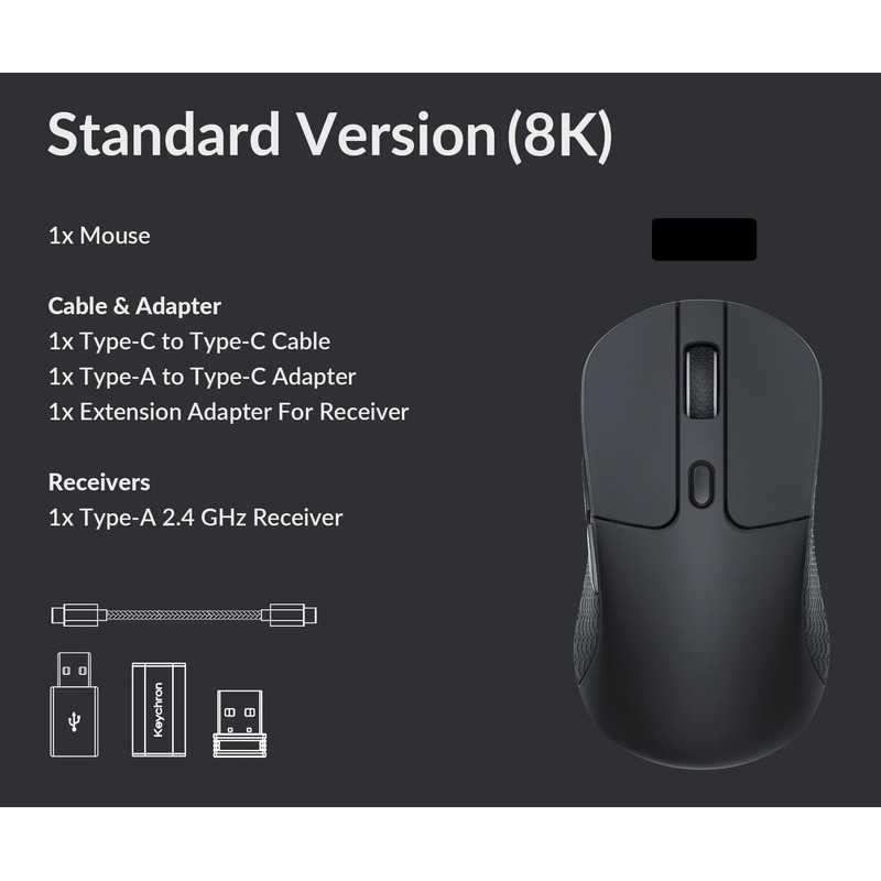 Keychron M3 8K Wireless Mouse, PAW3950 Sensor with Programmable Macro