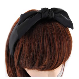 axy Headband with Satin Bow, Women's Hair Band, Vintage Hairband, Headband, Headband, HRS1 (Black)