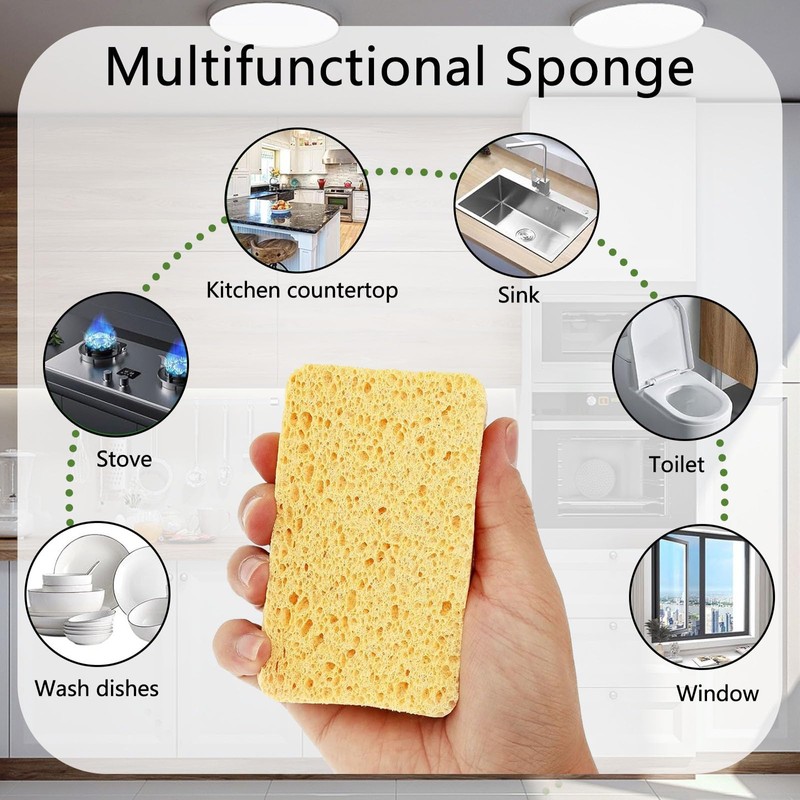 10 Packs Eco Sponges, Kitchen Sponges Multipack, Biodegradable Cellulose Sponge,