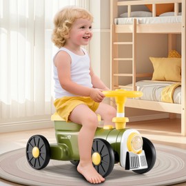 OLAKIDS Ride On Push Car, Kids Foot-to-Floor Sliding Car with Train Whistle Sound, Under-Seat Storage, Toy Walker Gift for Boys Girls Aged 19 Months - 3 Years (Green)