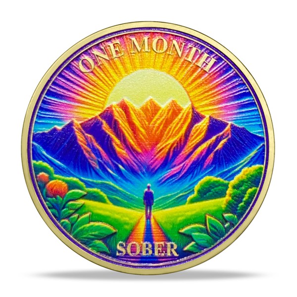 1 Month Sobriety Coin Gifts | Rainbow and Sun AA