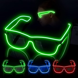 flintronic LED Glasses, Flashing LED Sunglasses Costumes, LED Glasses, 4 Modes, Ergonomic Design & High Comfort, EL Wire, Suitable for DJ Parties, Live Concerts, Rave Parties, etc