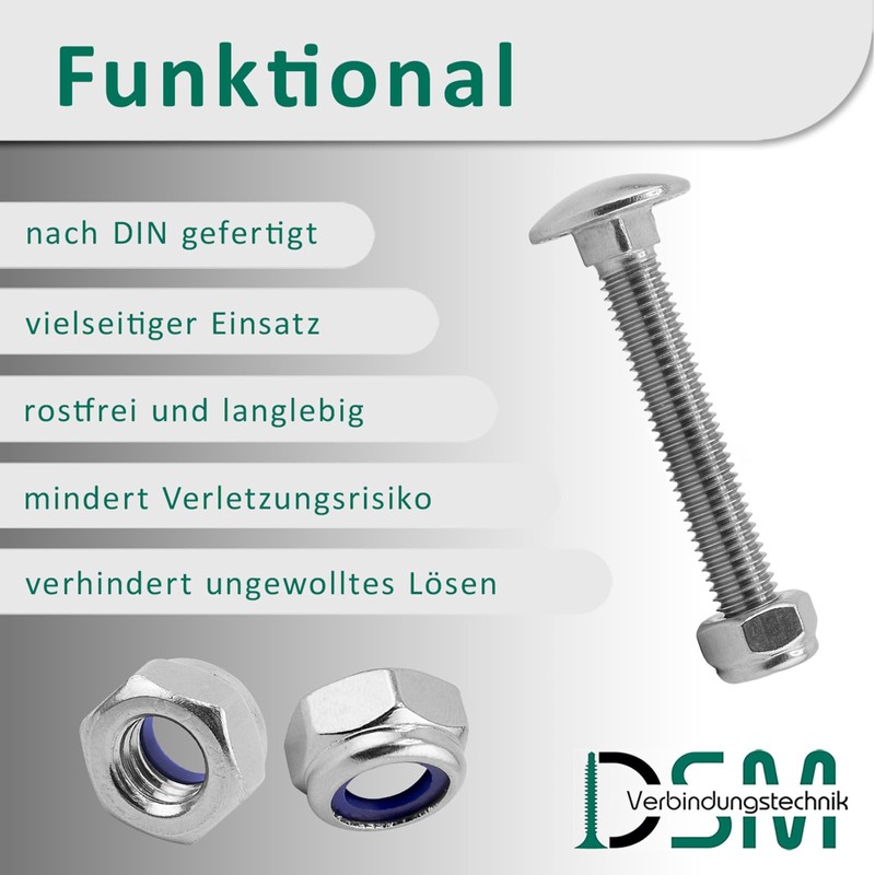 DSM - Carriage Bolts M5 x 45 mm DIN 603