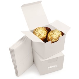 Kurtzy White Cardboard Gift Box with Lid (Pack of 50) - L 5 x W 5 x H 5 cm Cardboard Gift Box - Paper Boxes with Lids Easy to Assemble - Parties, Birthdays, Weddings & Holidays