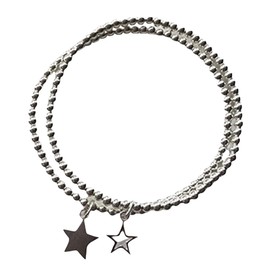 Silver Colour Stretchable Bracelets With Stars(Set of 2)
